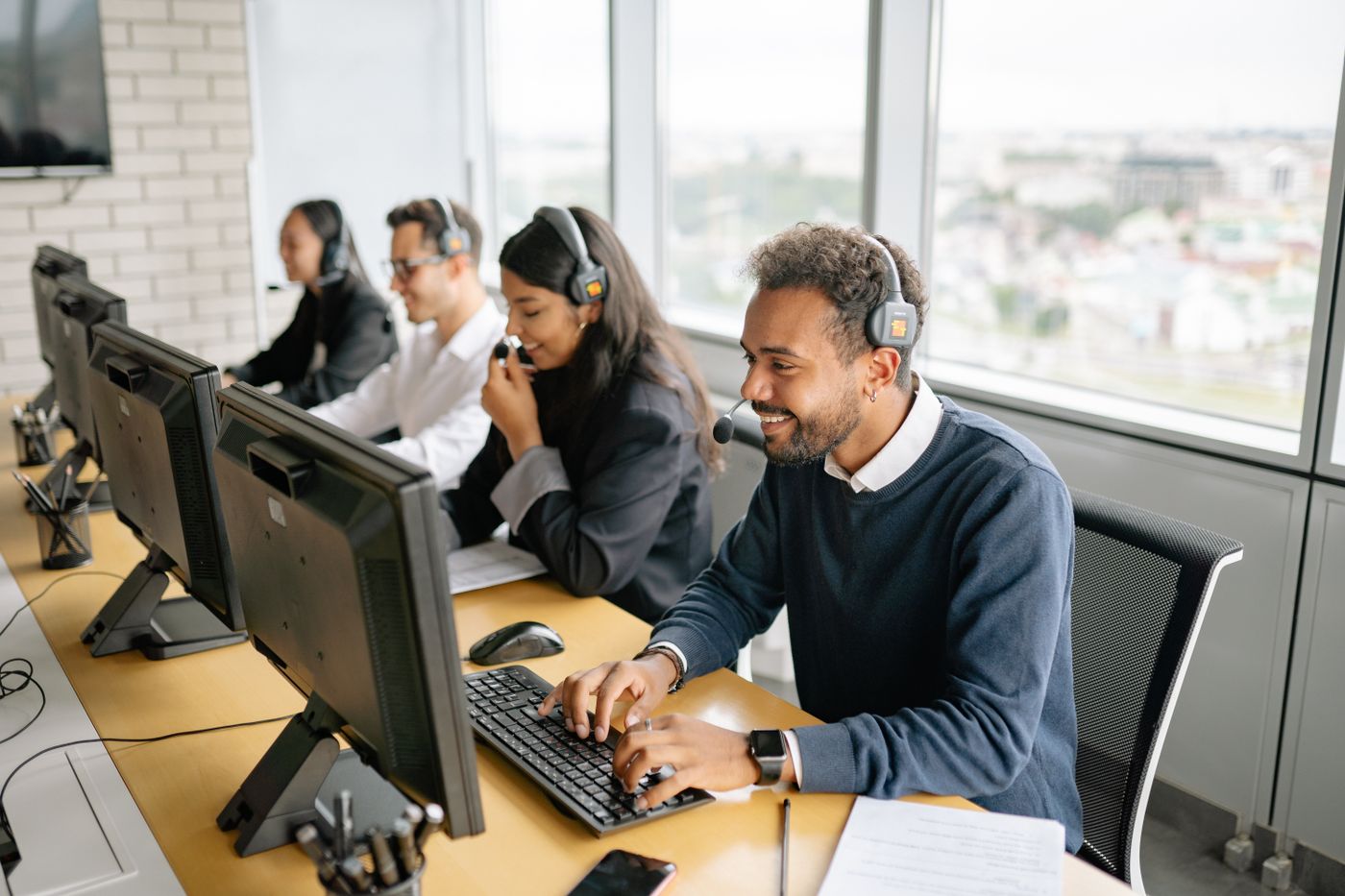 IT service management and support team at work