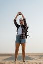 Woman Finding Signal in the Road