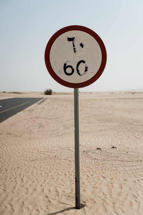 Free A Road Sign on a Desert Stock Photo