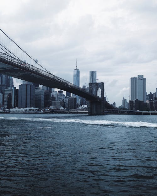 Brooklyn Bridge Blue and White Photo