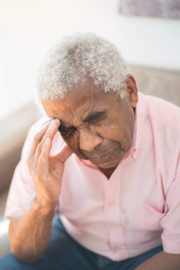 An Emotional Elderly Man Crying