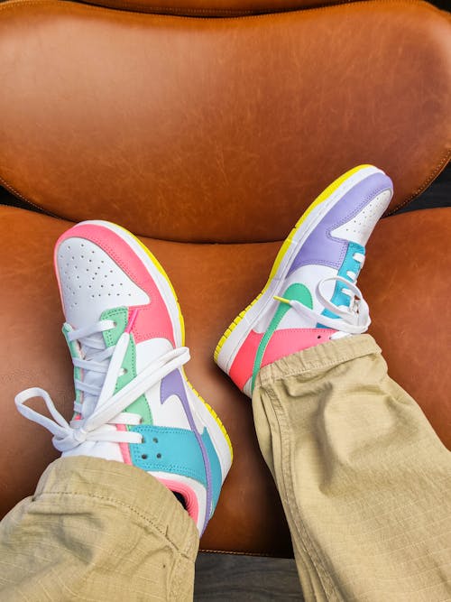 Free A Person Wearing Nike Dunk Shoes Stock Photo
