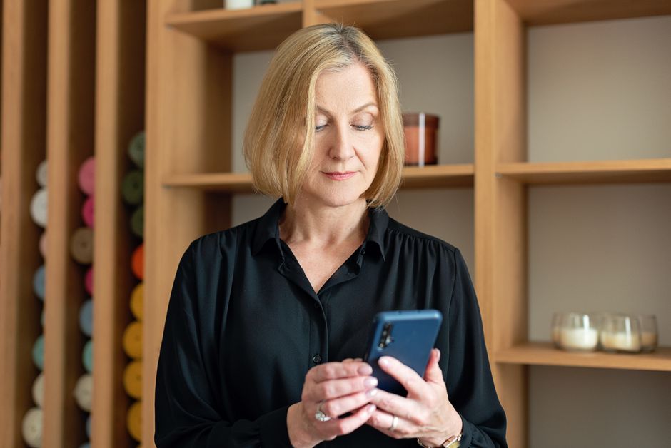 person reading email smartphone