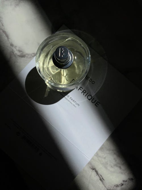 Overhead Shot of a Bottle of Perfume