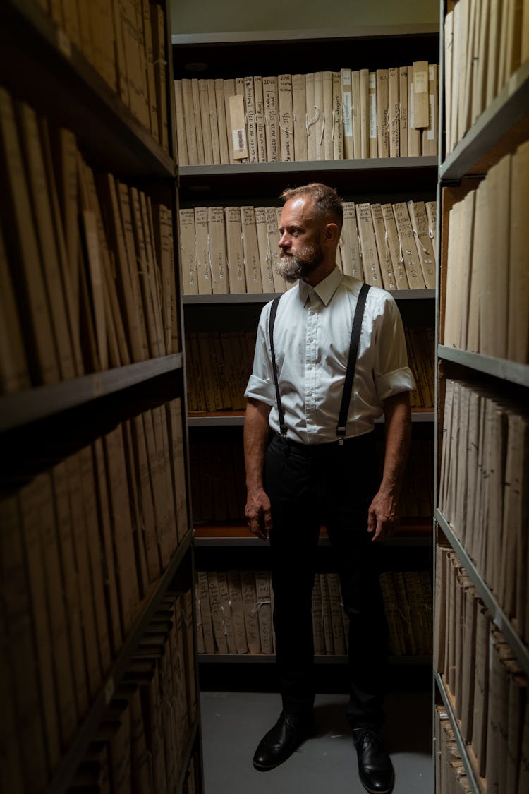 A Bearded Man In Suspenders