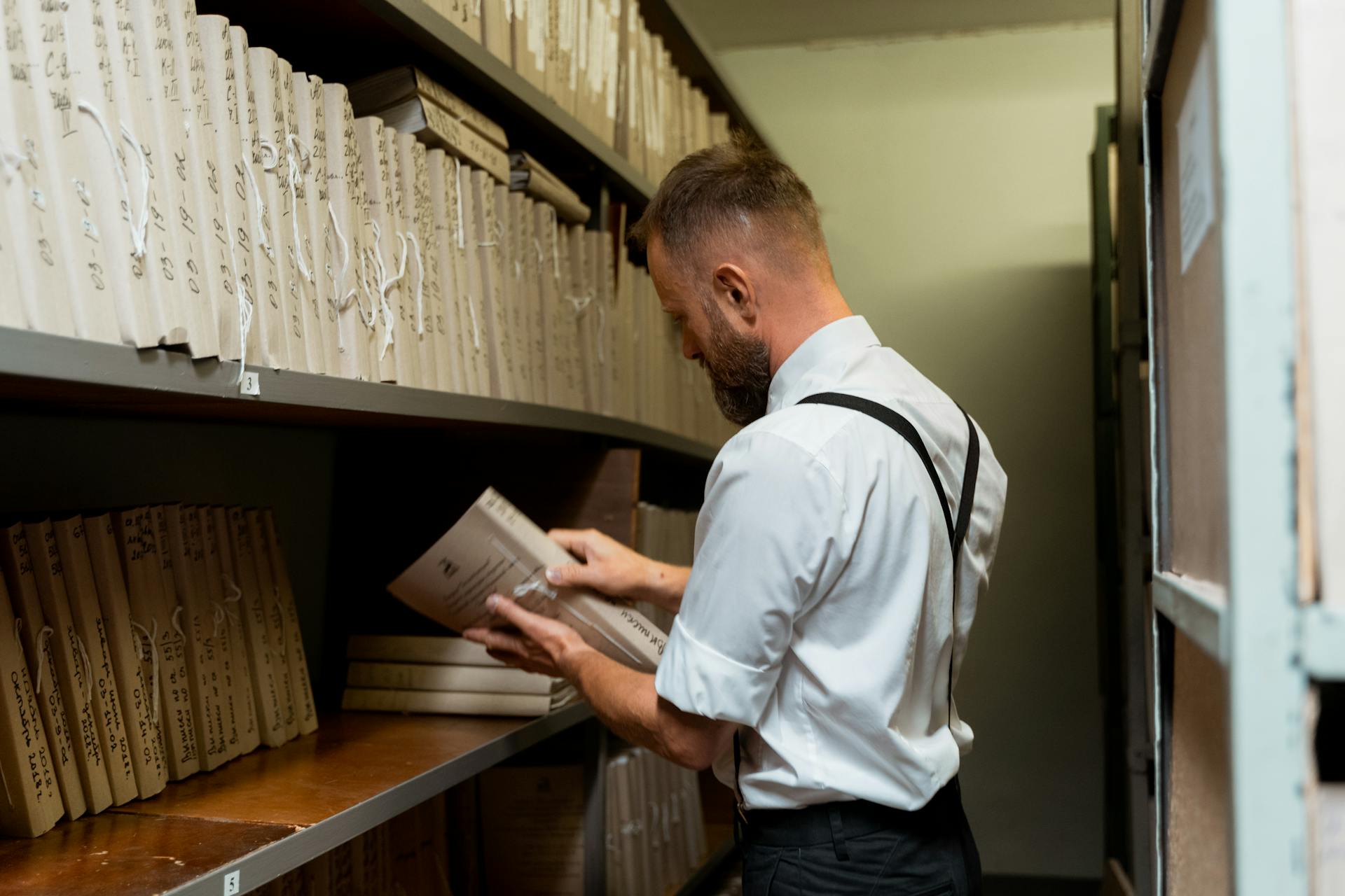 A Man Opening a File