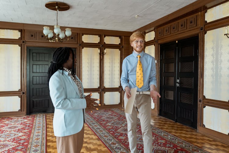 A Man And A Woman Having Conversation