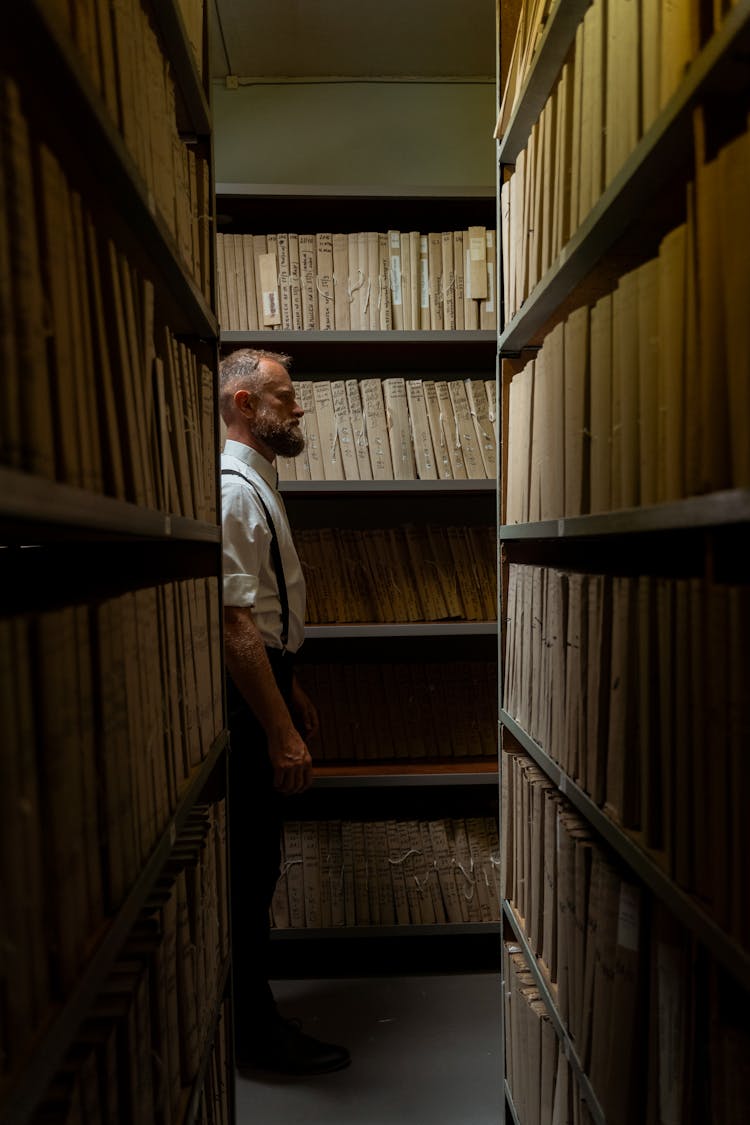 A Man Inside A Storage Room