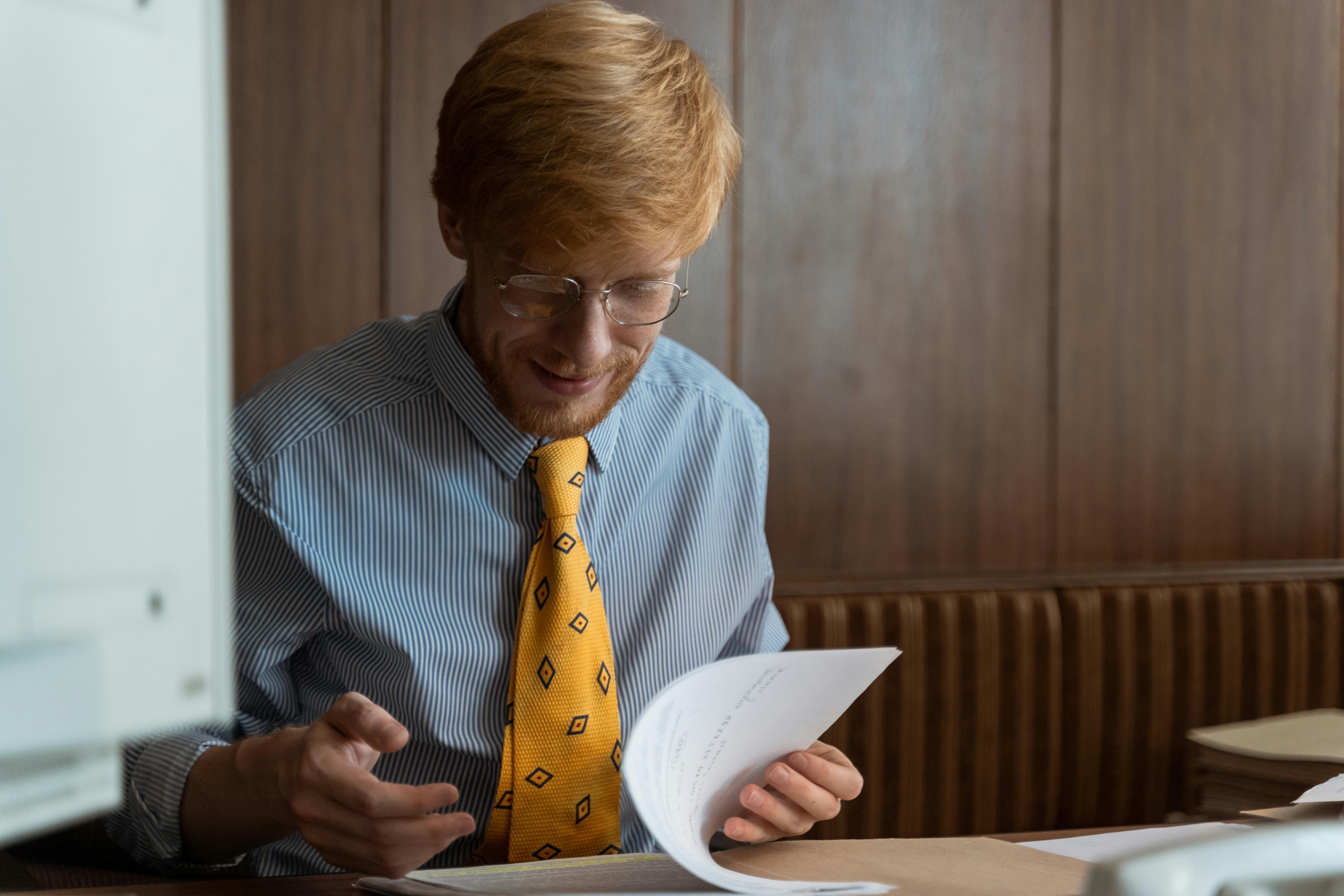 man in blue and white pinstripe dress shirt holding white ceramic bowl