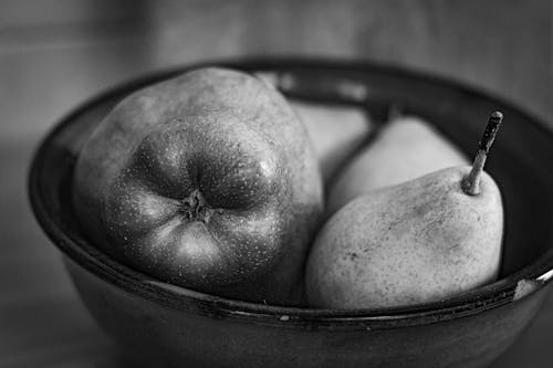Free Monochrome Photo of a Bowl with Fruits Stock Photo