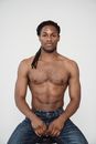 Topless Man in Blue Denim Jeans