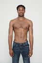 Topless Man in Blue Denim Jeans