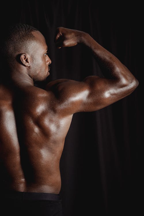 Awesome muscular man with great body. Stock Photo