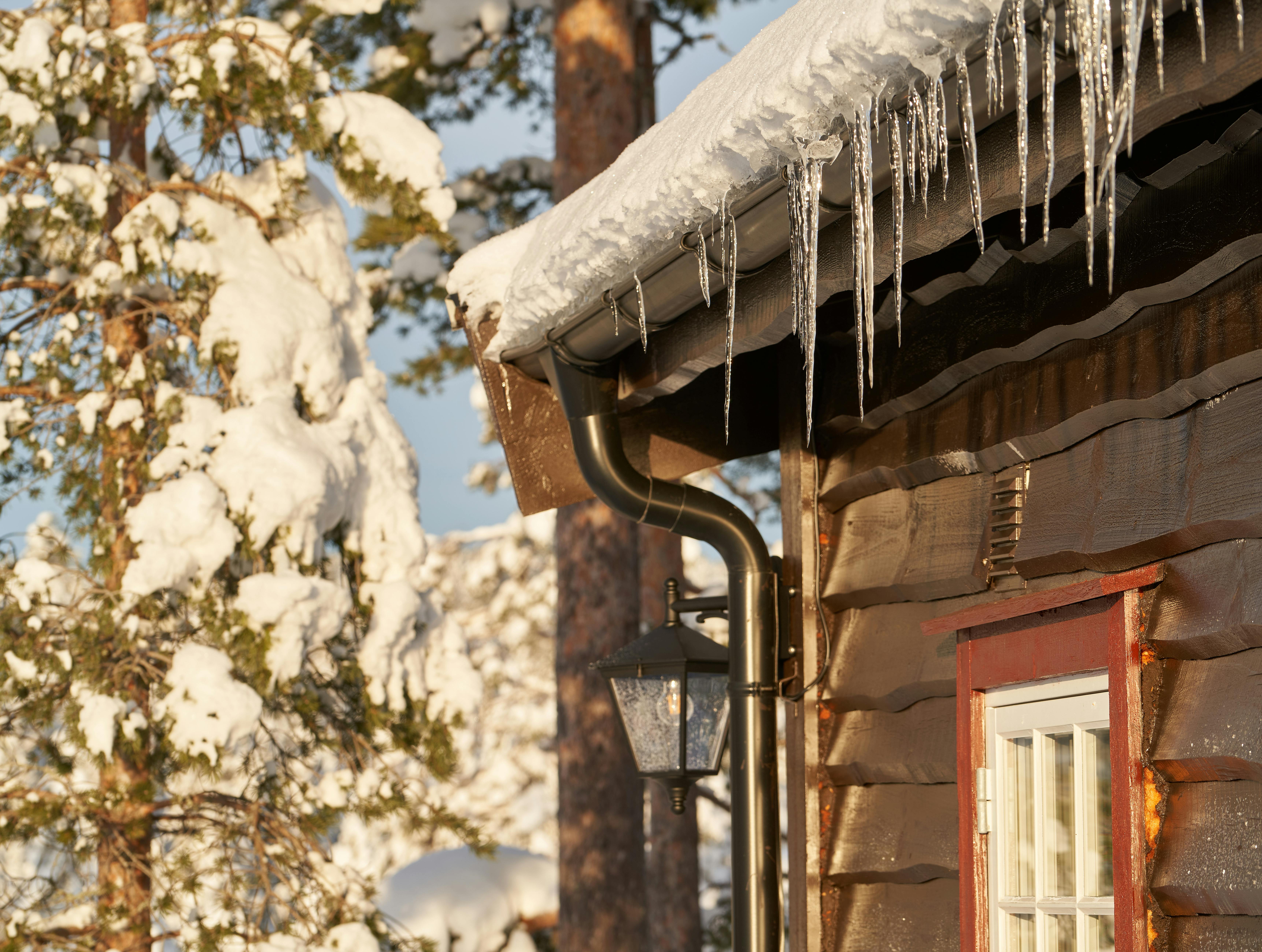 Cozy wooden cabin exterior