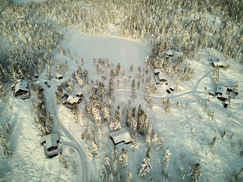 Free Stunning aerial view of a snowy countryside in Krødsherad, Viken, Norway, showcasing winter beauty. Stock Photo