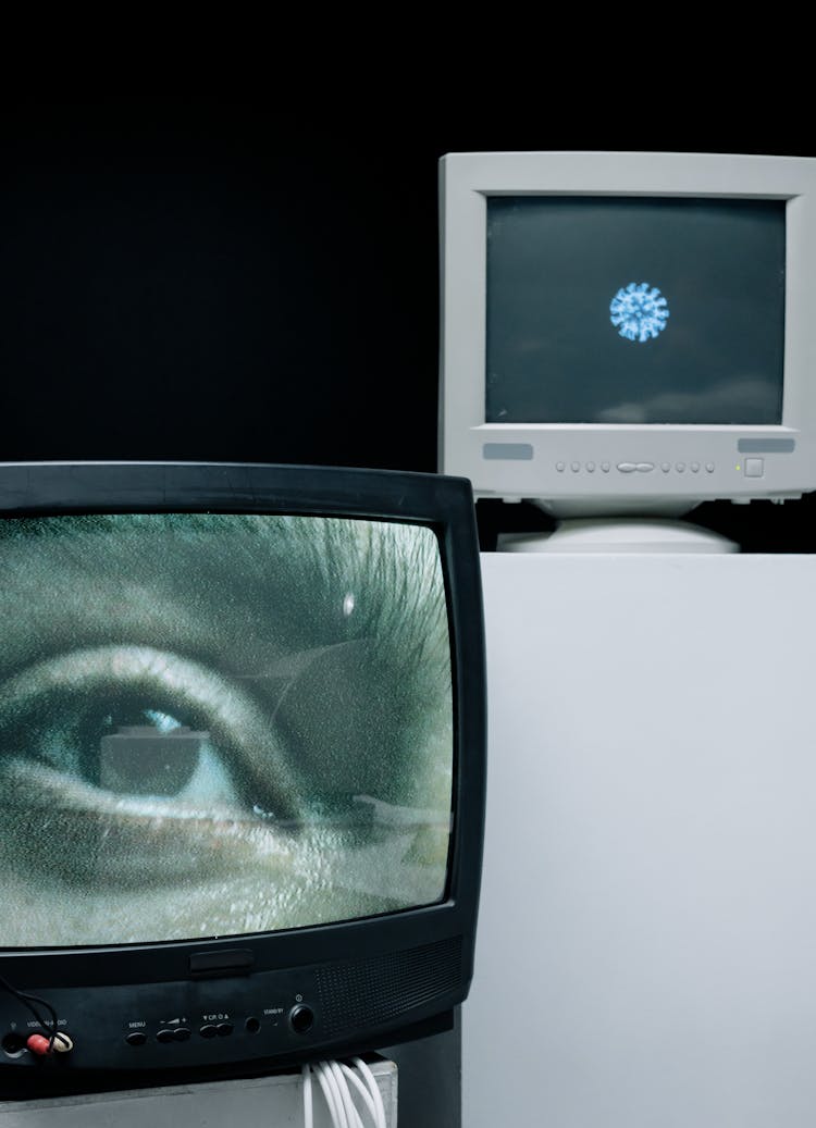 Person's Eye Showing On A TV's Screen