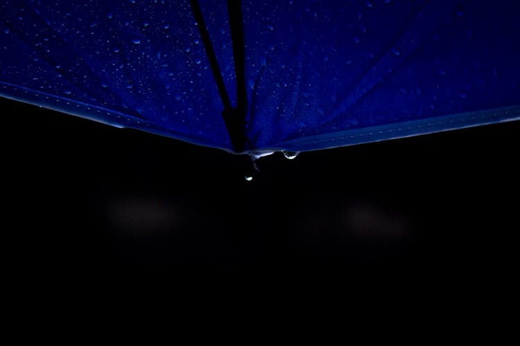 Close-Up Photo Of Water Droplets Dripping From An Umbrella