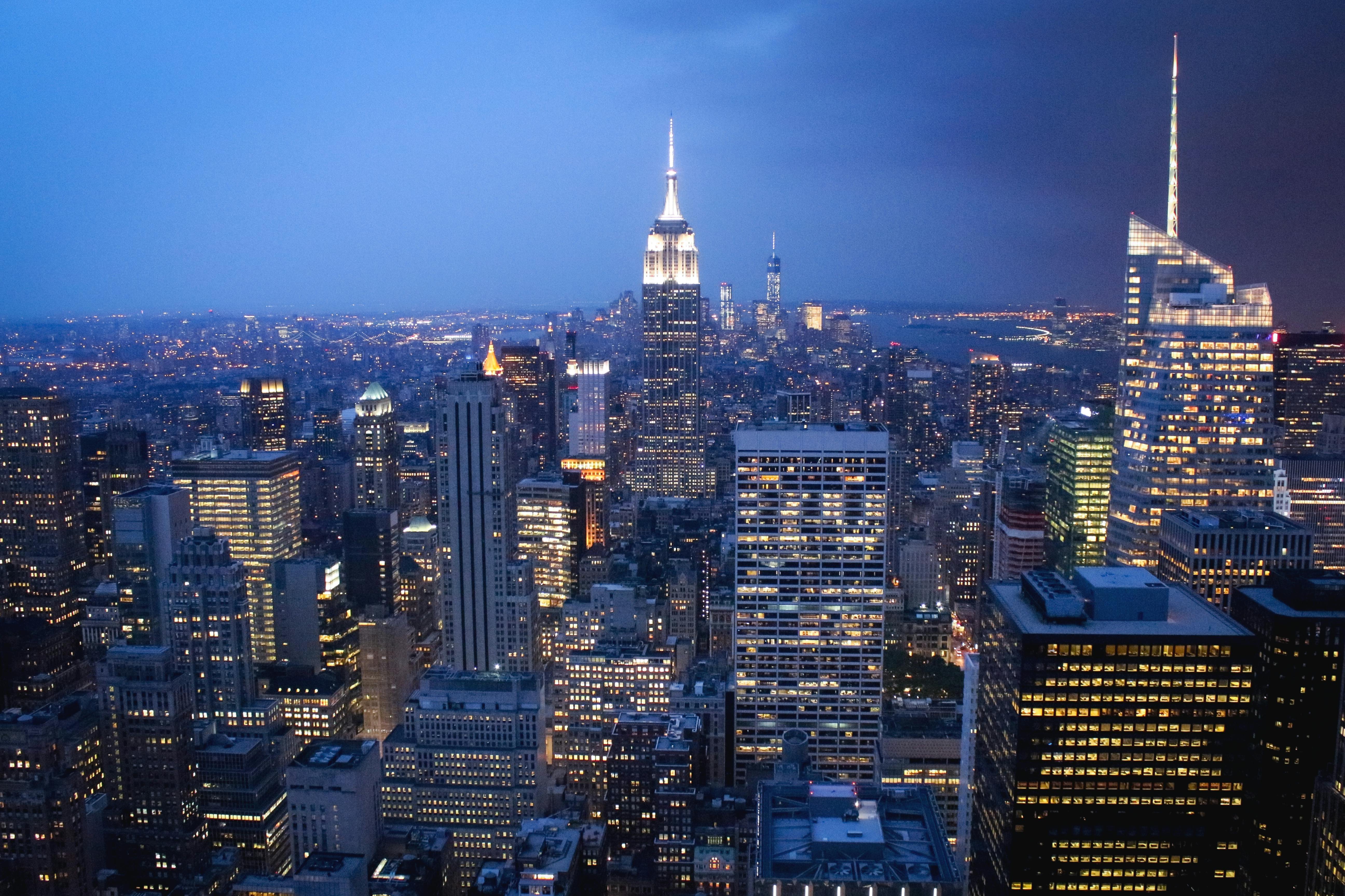 aerial view of skyscraper buildings