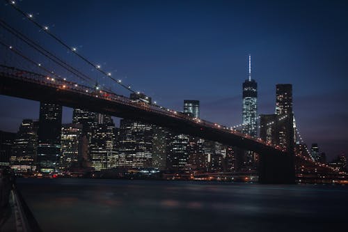 Foto stok gratis jembatan, jembatan brooklyn, kaki langit