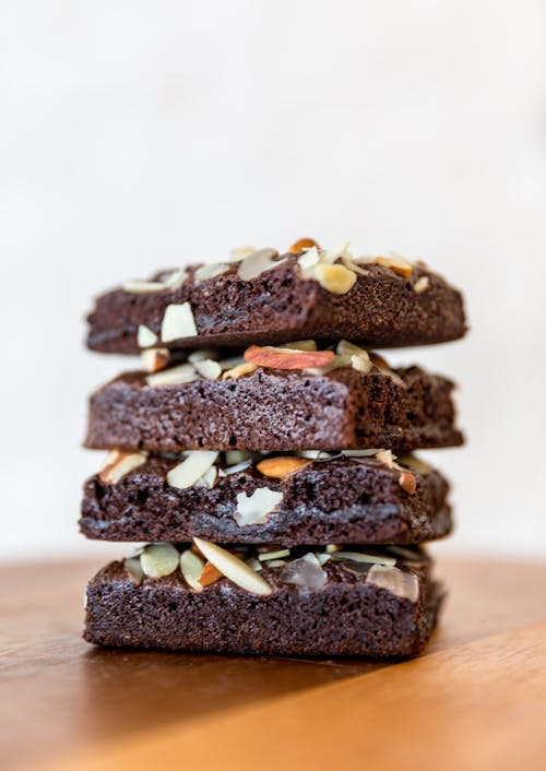 Free Four Brown Brownies Stock Photo