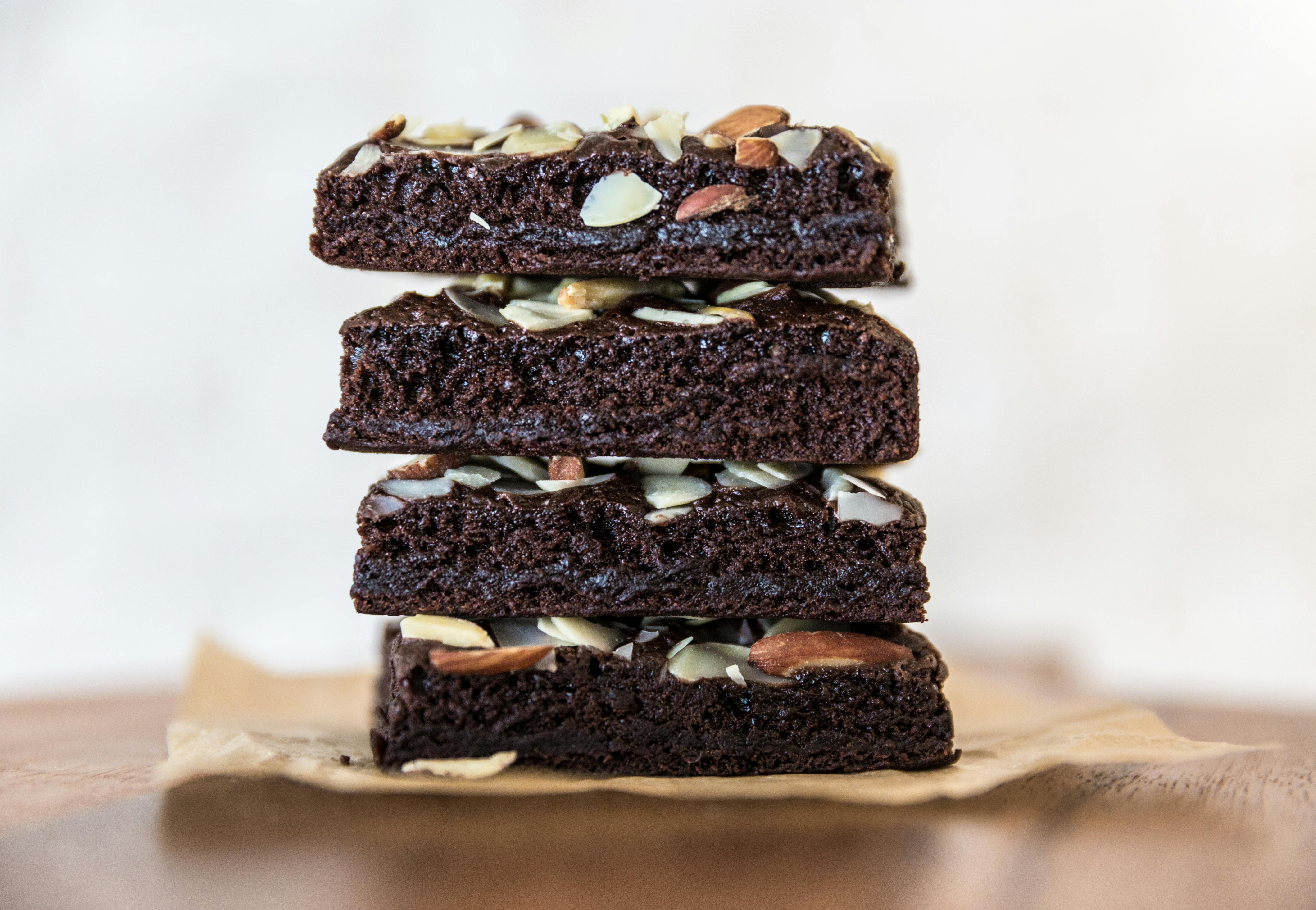 Free stock photo of Chocolate brownie stack