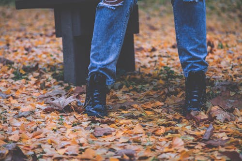 Free Person Wearing Black Leather Shoes Standing Near Furniture Stock Photo