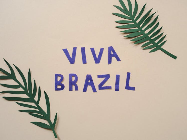 A Pre Designed Viva Brazil Template Designed With Paper Leaves