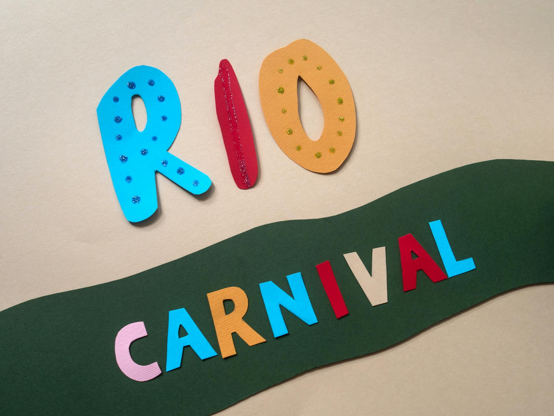 Rio Carnival Paper Cutouts on Color Paper Background