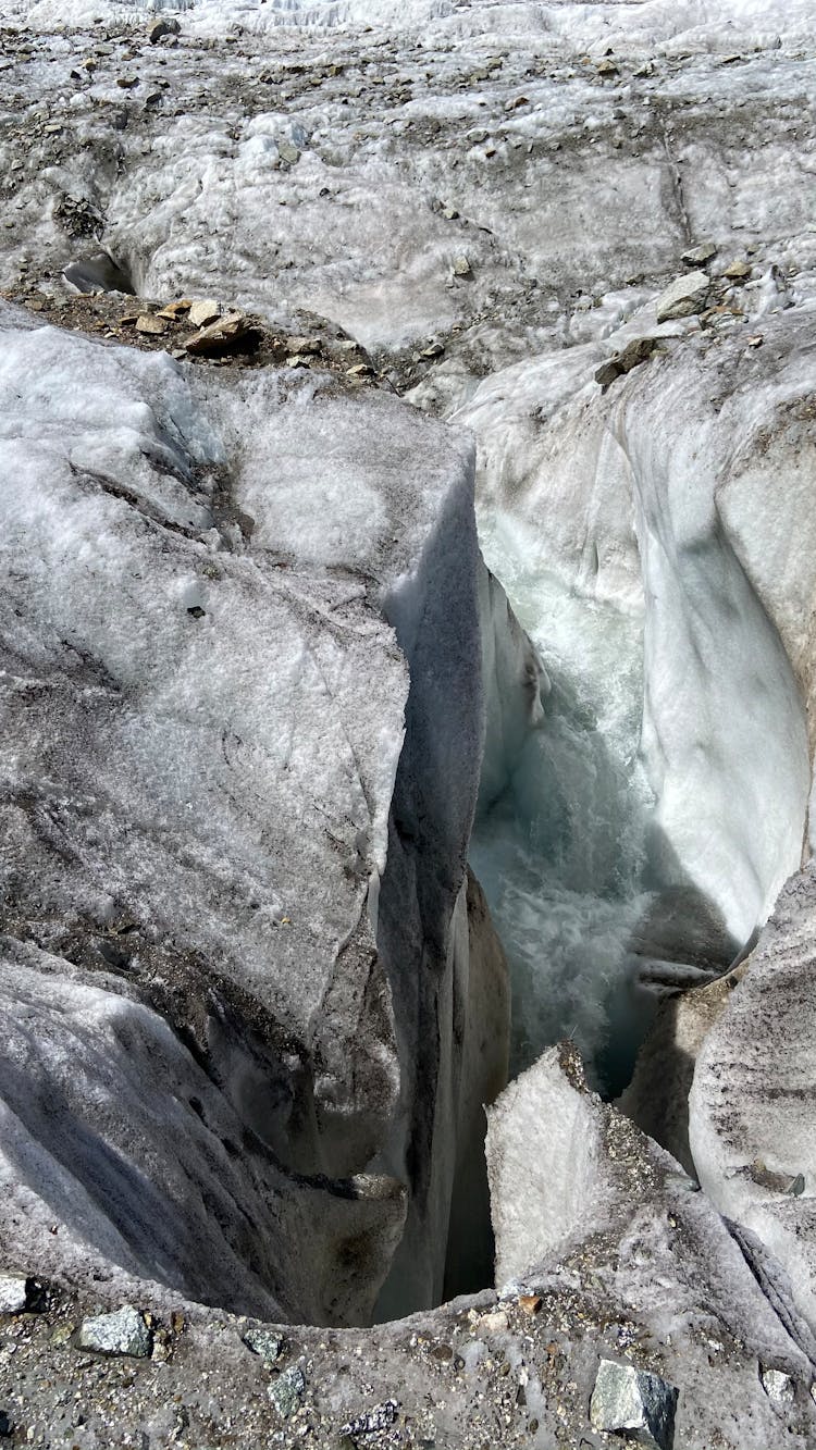 Deep Hole In A Glacier 