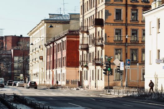 Beautiful urban street view showcasing historic architecture and vibrant city life.