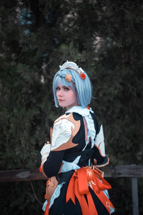 Photo of a Cosplayer with Blue Hair
