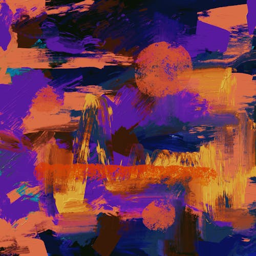 Free Purple and Orange Abstract Canvas Painting Stock Photo