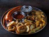 Finger Foods on Round Stainless Plate