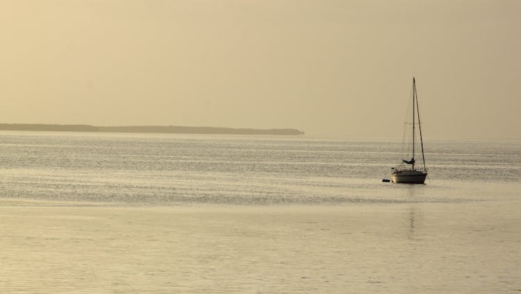 Boat Anchored On Sea