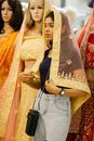 Woman in Yellow and White Floral Sari Dress