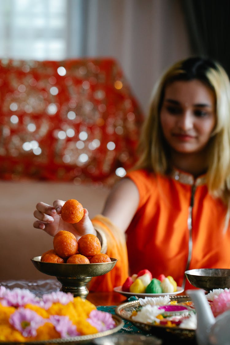 Woman Taking Food