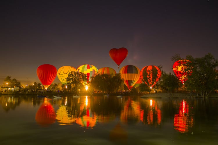 Balloons In Park At Night