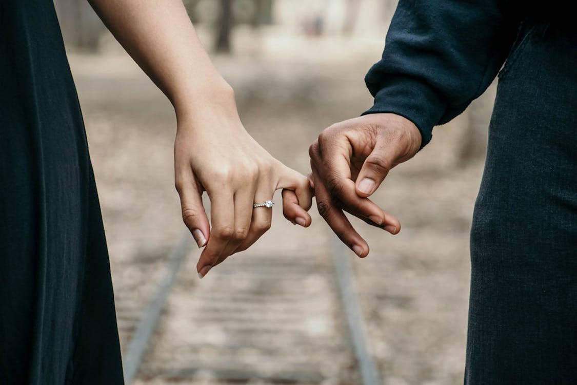 Free Man in Black Long-sleeved Shirt and Woman in Black Dress Stock Photo