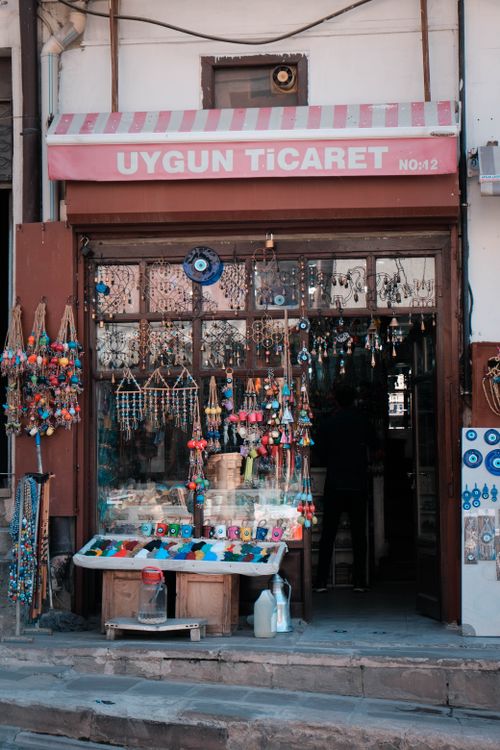 Free Charming souvenir shop in Ankara with vibrant traditional goods on display. Stock Photo