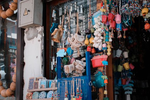 Vibrant handmade crafts and souvenirs showcased at a store in Ankara, Turkey.