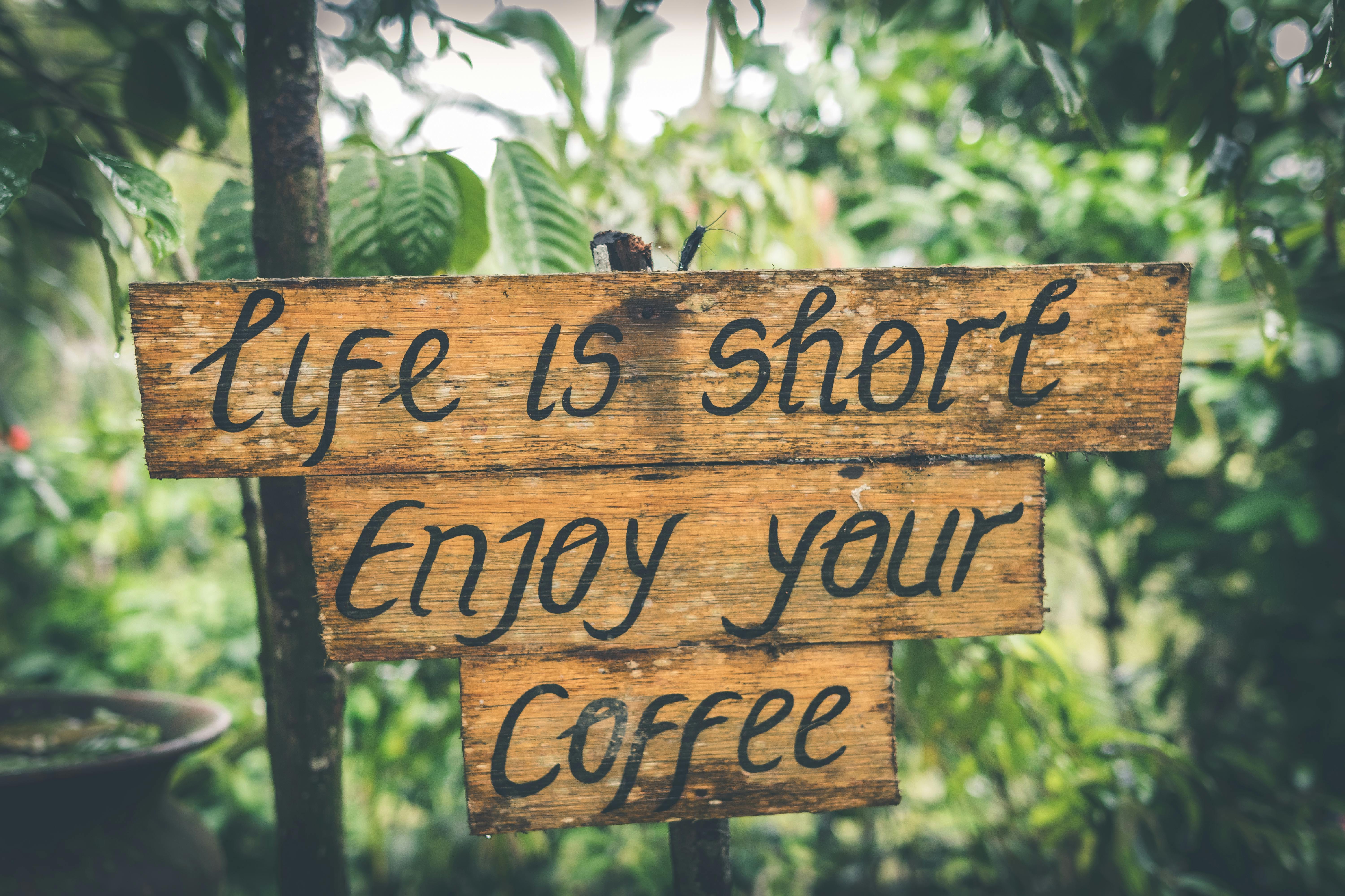 shallow-photography-of-life-is-short-enjoy-your-coffee-signage-free