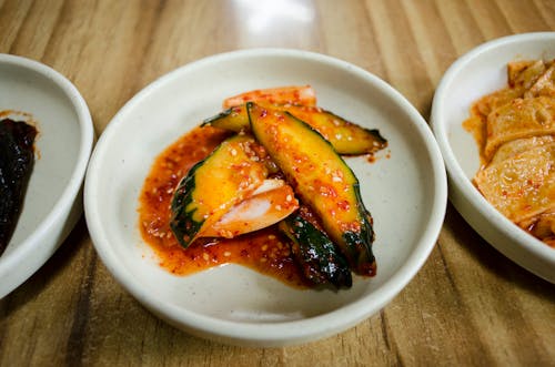 Spicy Vegetable on White Ceramic Plate