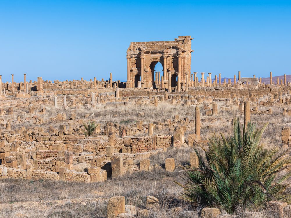 Arch of trajan timgad ancient thamugadi near batna algeria, Libya