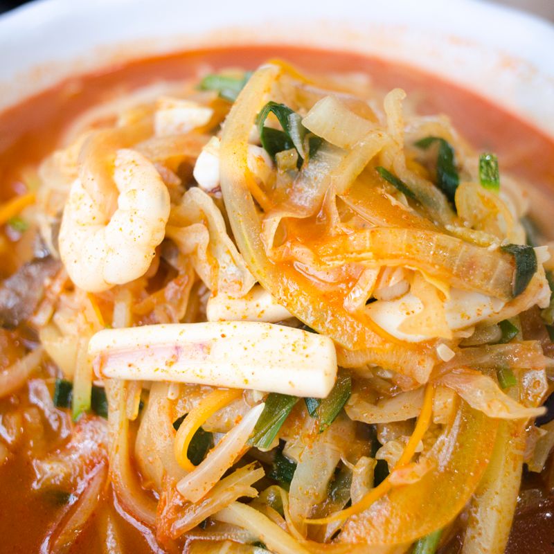 Jamaica Callaloo and Seafood Noodle Soup