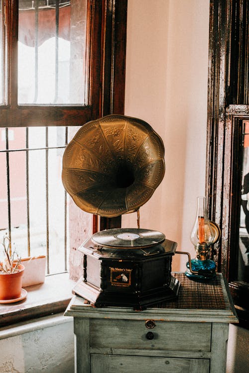 Antique Music Player on a Side Table