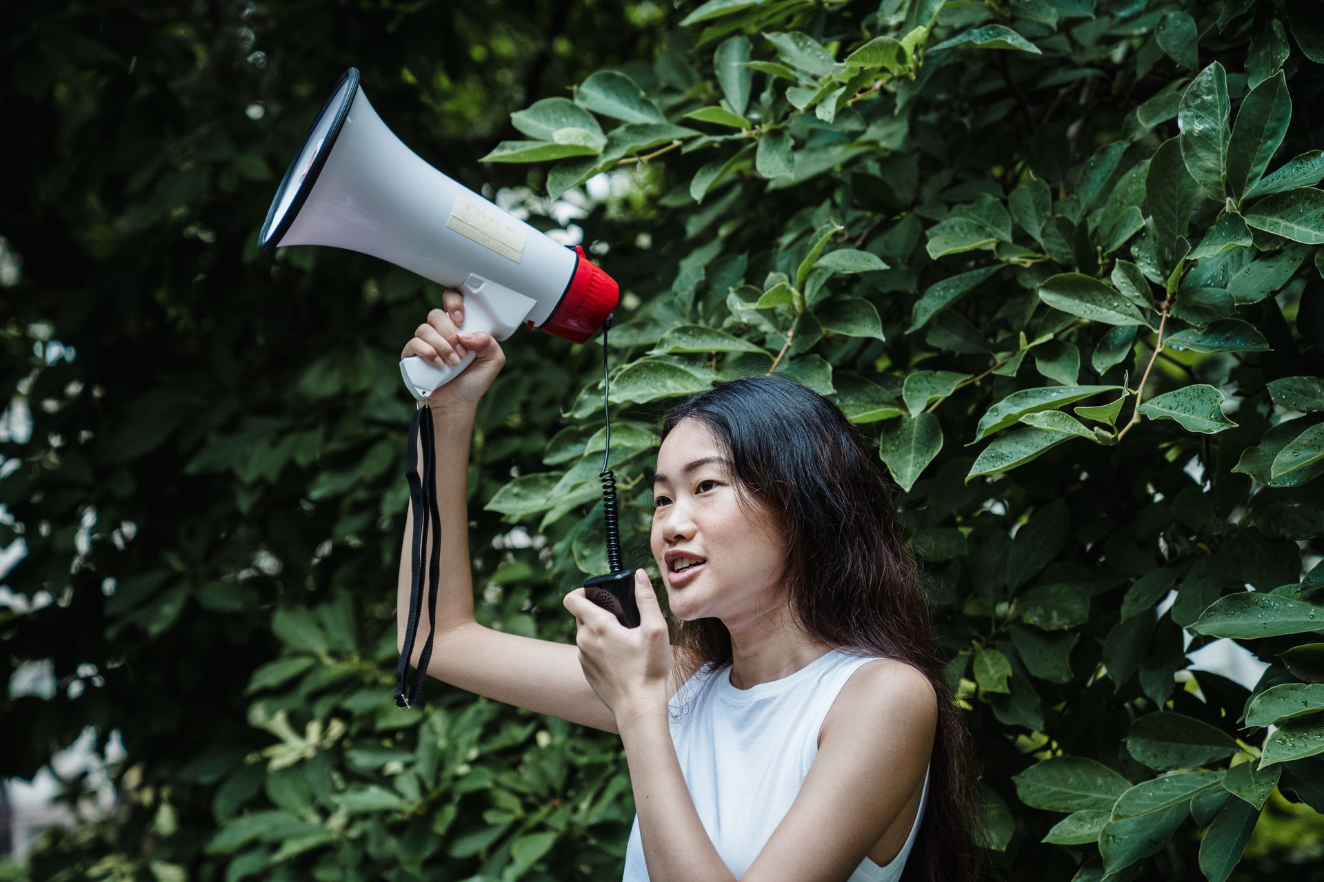 Protester holding a Megaphone