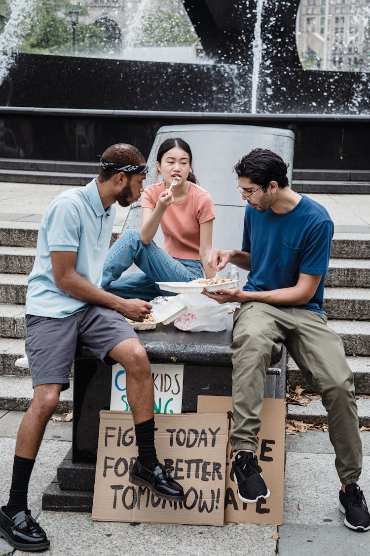 Group Of People Eating Together