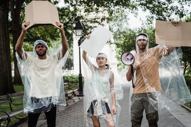 Protesters Holding Blank Placards 