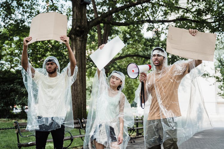 Protesters Holding Blank Placards