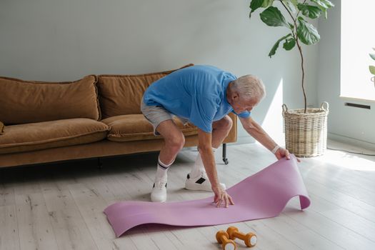 Person doing light mobility stretches at home
